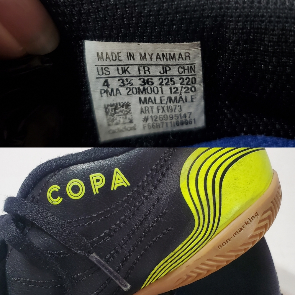 Adidas Copa Kids Boys Black & Solar Yellow Indoor Soccer Shoes Size 4 FX1973 - Picture 14 of 14